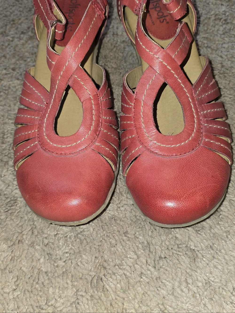 Softspots Sally Pillowtop Technology Cardinal Red Leather Women's Shoes 7.5M - Picture 2 of 8
